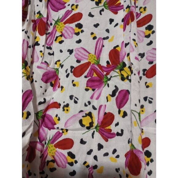 Taloni Collection Shirt Ladies Extra Small Gray White Floral Button Front Long S - Picture 4 of 8